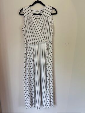 Calvin Klein White Maxi Dress with Black Stripes